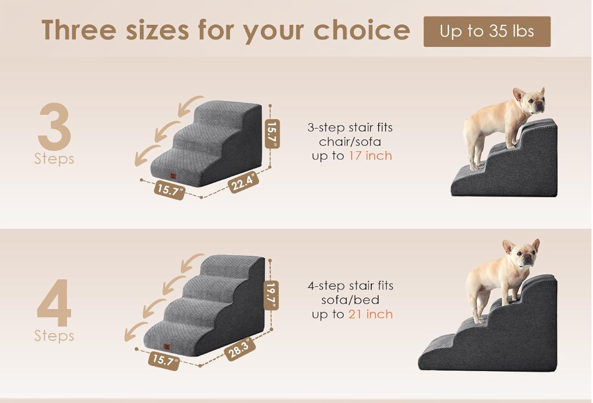 Rampa de escalera curva para perros