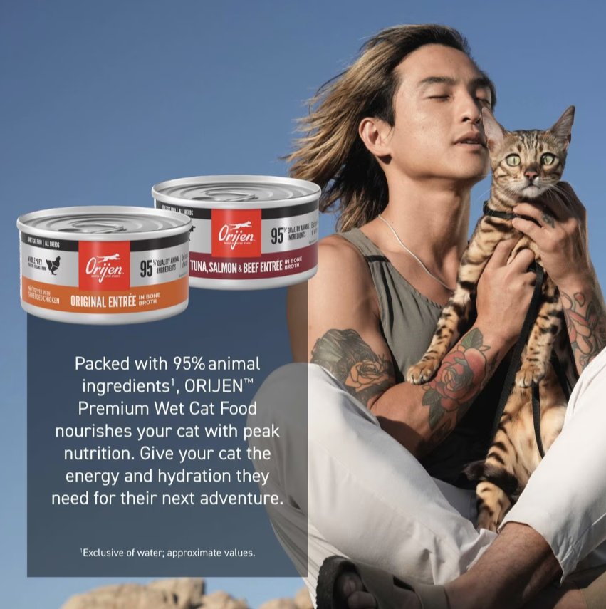 ORIJEN Premium Original Entrees Variety Pack Tuna Salmon & Beef Pate Wet Cat Food, 3-oz can, case of 12
