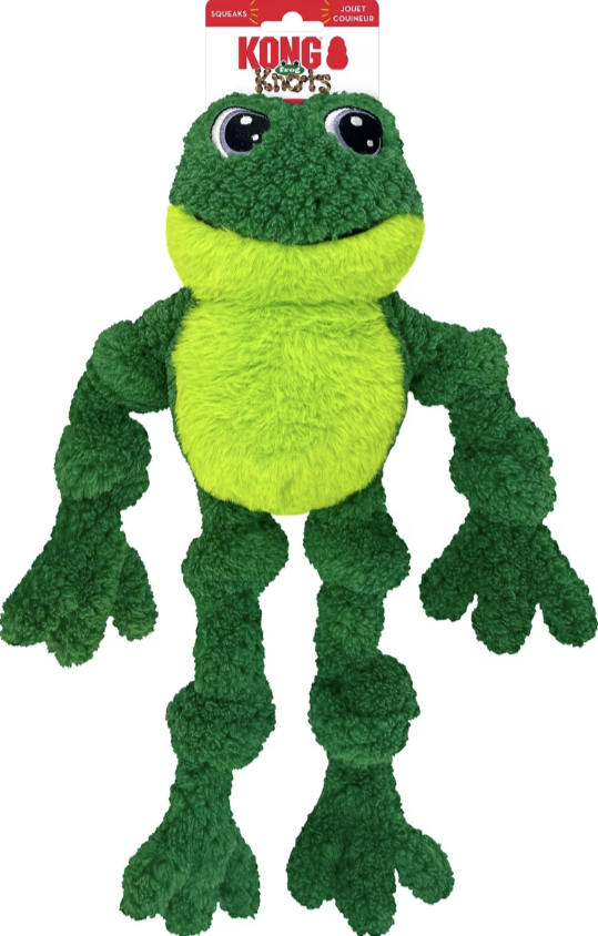 KONG Knots Frog Squeaky Dog Plush Toy, Green, Large/X-Large