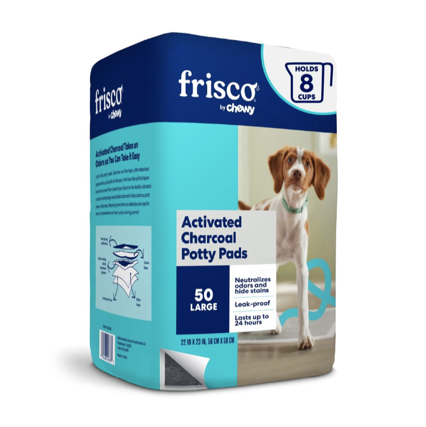 Frisco Large Charcoal Dog Training & Potty Pads, 22 x 23-in, Unscented, 50 unidades