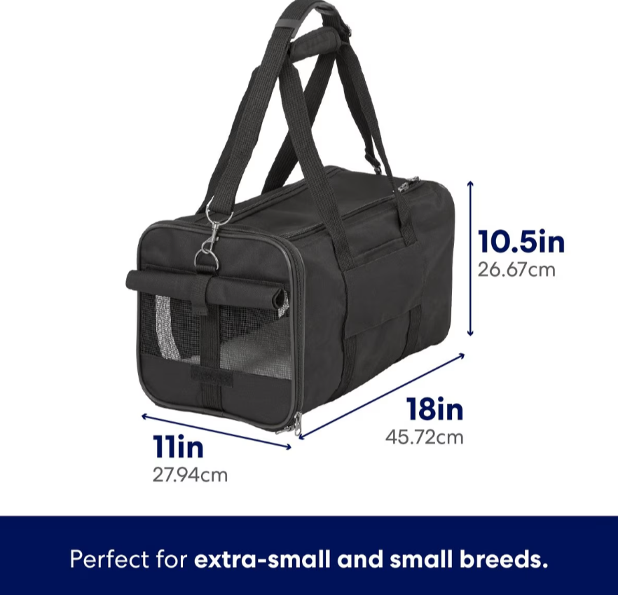 Travel Bag Dog & Cat Carrier, Black, Medium