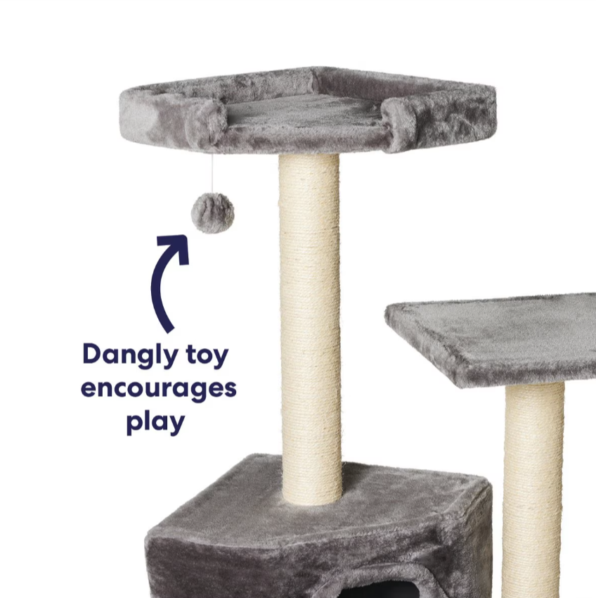 Frisco 52-in Faux Fur Cat Tree & Condo, Gray