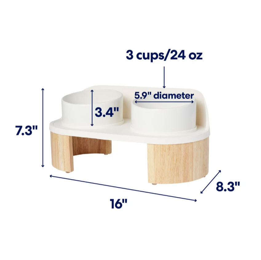 Elevated Ceramic Splash Guard Double Diner, 3 cup