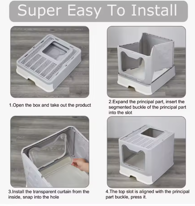 caja de arena plegable: Diseño de cajón con recogedor para una fácil gestión de residuos de gatos