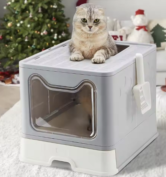 caja de arena plegable: Diseño de cajón con recogedor para una fácil gestión de residuos de gatos
