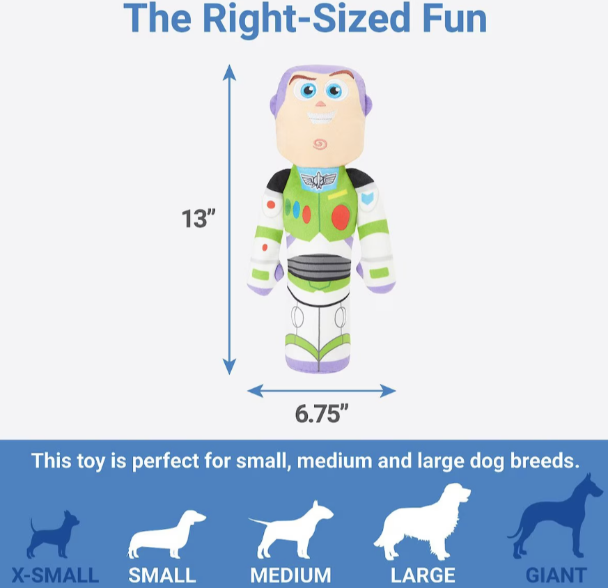 Pixar Buzz Lightyear Bottle Plush Squeaky Dog Toy