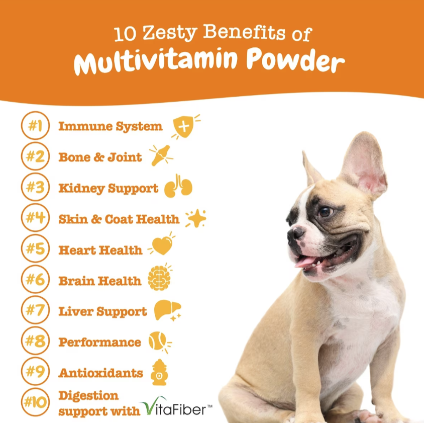 Zesty Paws Multivitamin Powder Salmon Flavored Digestion, Mobility & Immune Supplement for Dogs, 30 count