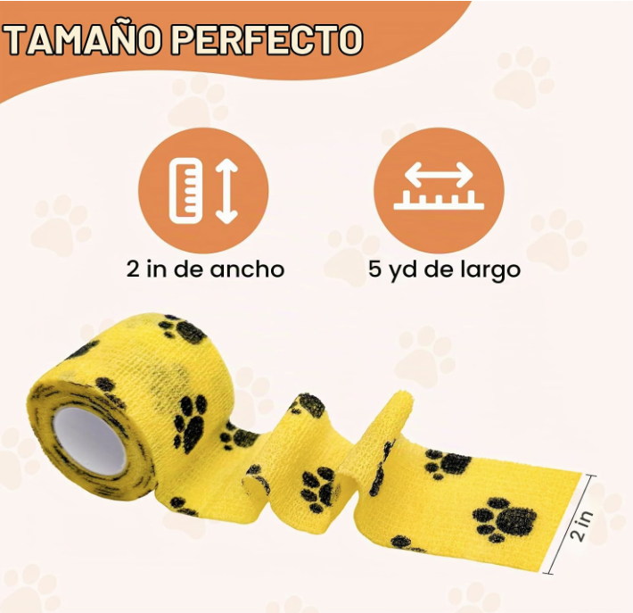 Rollo de vendaje cohesivo de envoltura veterinaria, autoadhesivo