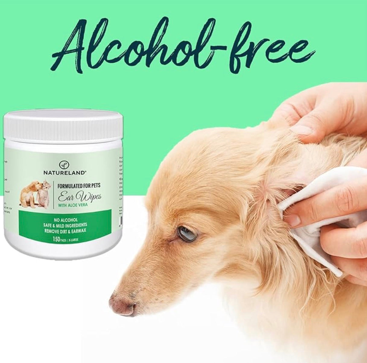Natureland Dog Ear Wipes - Almohadillas extra grandes