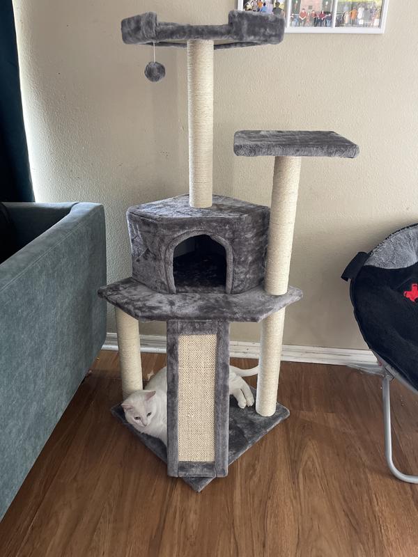 Frisco 52-in Faux Fur Cat Tree & Condo, Gray