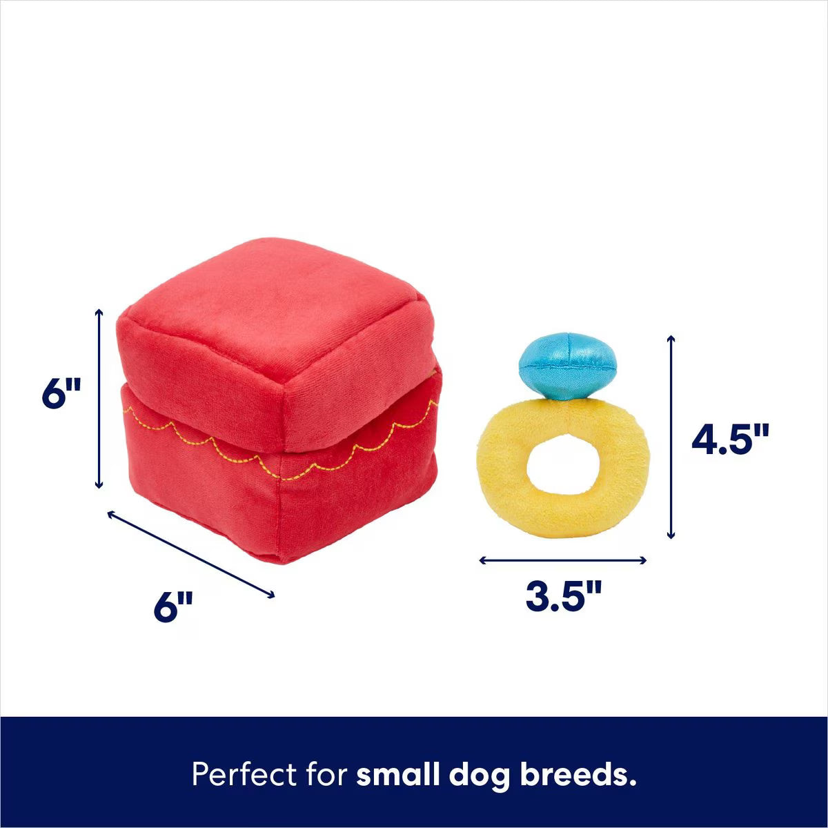 Valentine Ring 2-in-1 Plush Squeaky Dog Toy