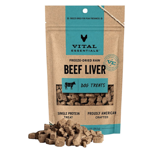 Vital Essentials Beef Liver Freeze-Dried Raw Dog Treats, 2.1-oz bag