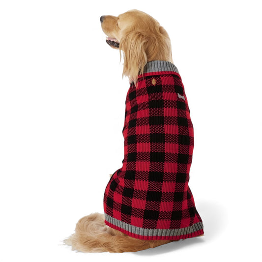 Buffalo Plaid Dog Sweater, Red, XX-Large