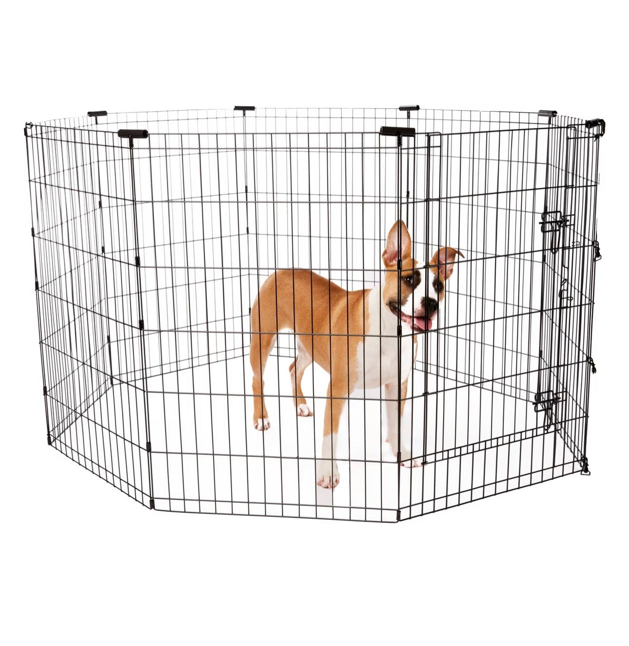 Dog & Small Pet Wire Exercise Pen with Step-Through Door, Black, 36-in