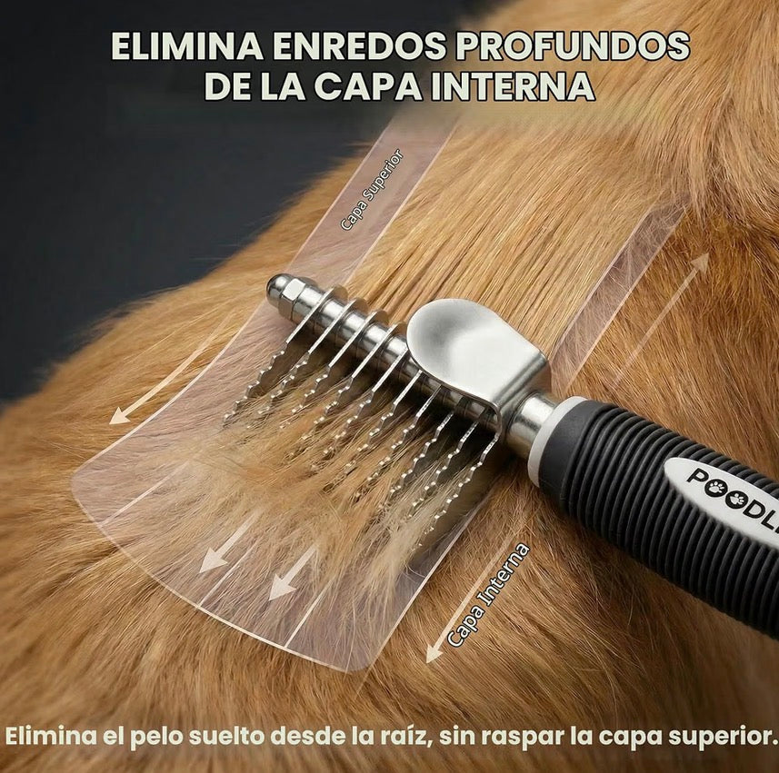 Peine Rastrillo Desenredante para Perros y Gatos - Cuchillas de Seguridad de Acero Largas de 2.5"