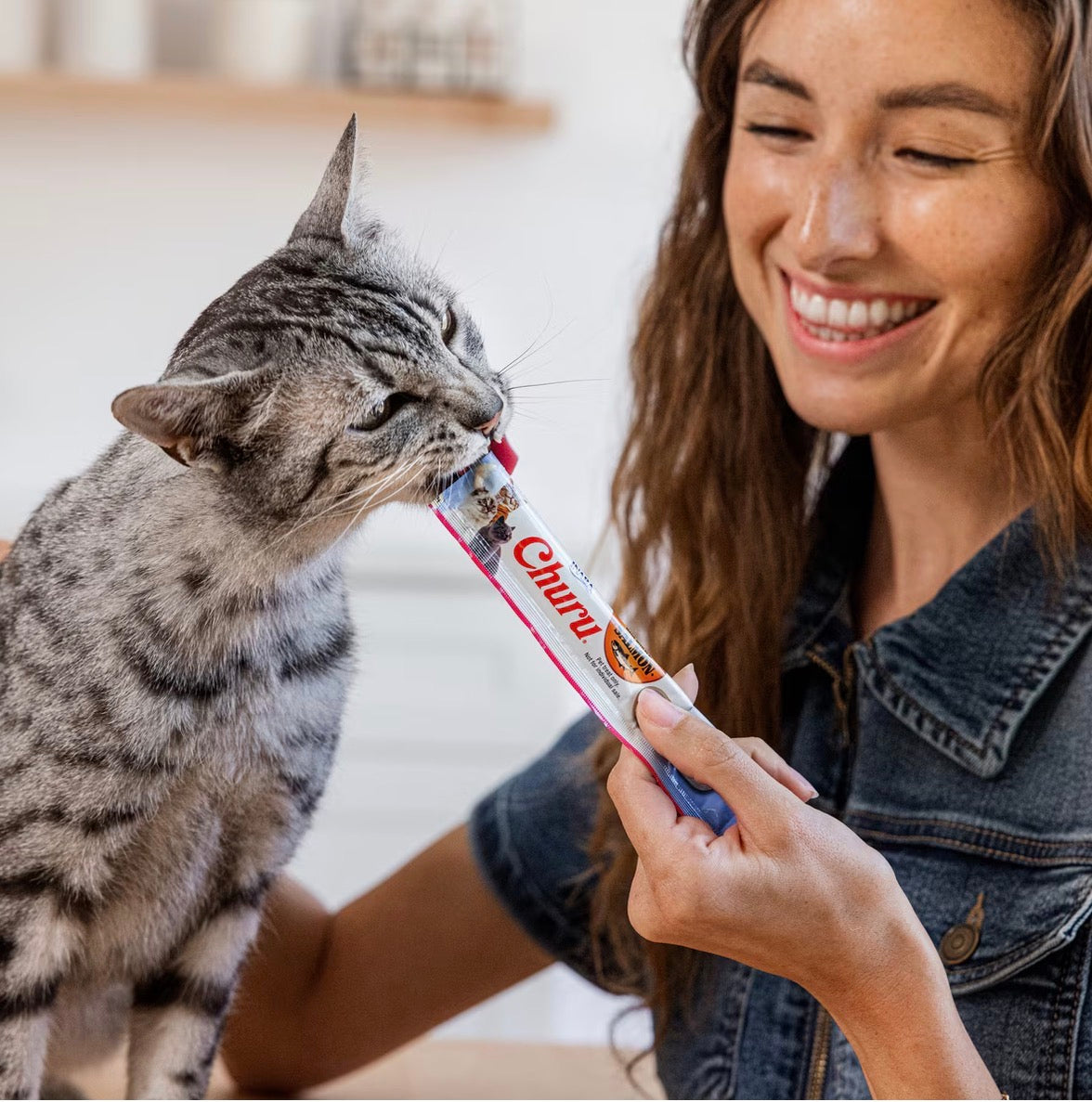 Inaba Churu Salmon Variety Creamy Puree Grain-Free Lickable Cat Treats, 0.5-oz tube, 60 count