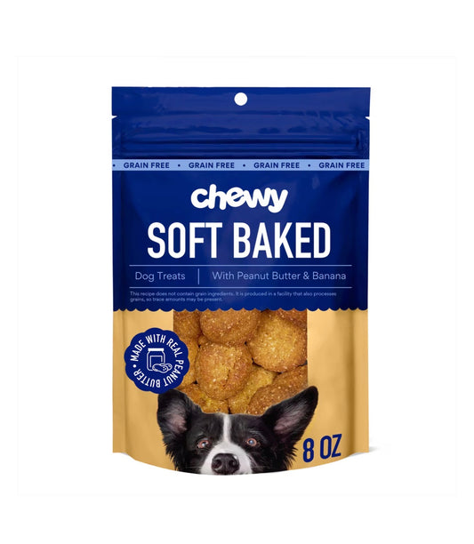 Soft Baked natural dog treats, mantequilla de maní y banano