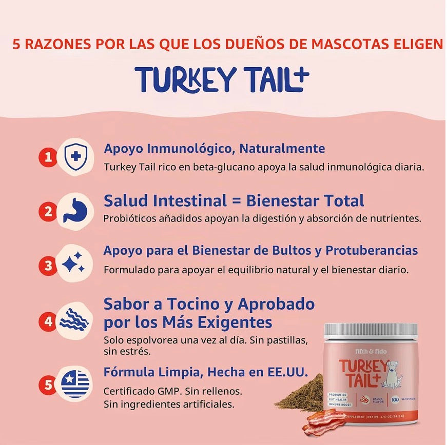 Fifth & Fido - Turkey tail + con apoyo inmunológico