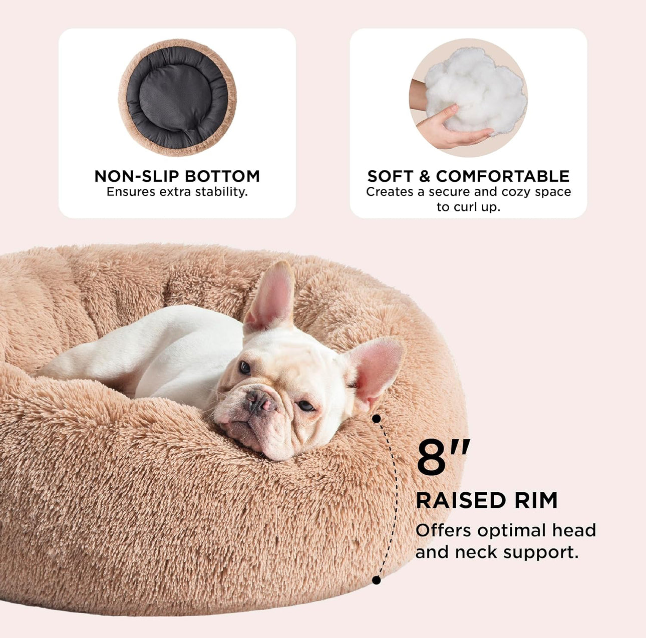 Cama relajante para perro mediano lavable (tipo dona)