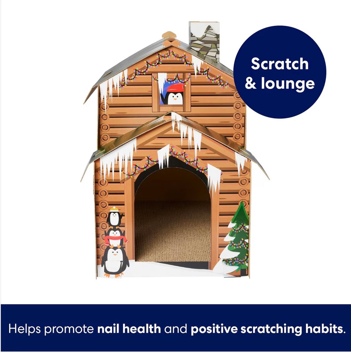 Holiday Log Cabin Cardboard Cat House