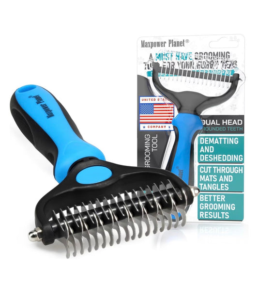 Max Power Planet Dual Sided Undercoat Rake Dog & Cat Deshedding Tool