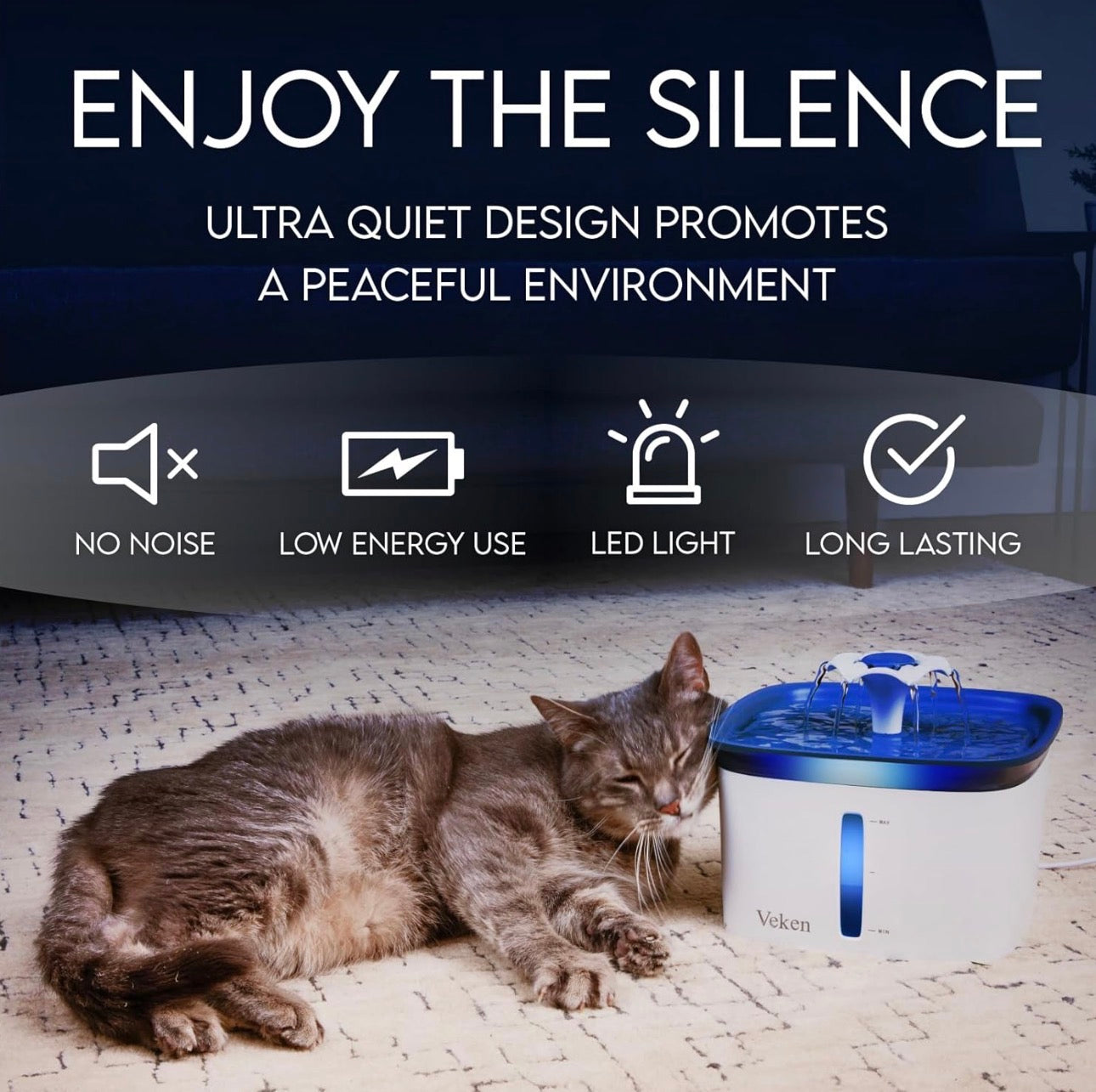 Veken 95oz/2.8L Pet Fountain