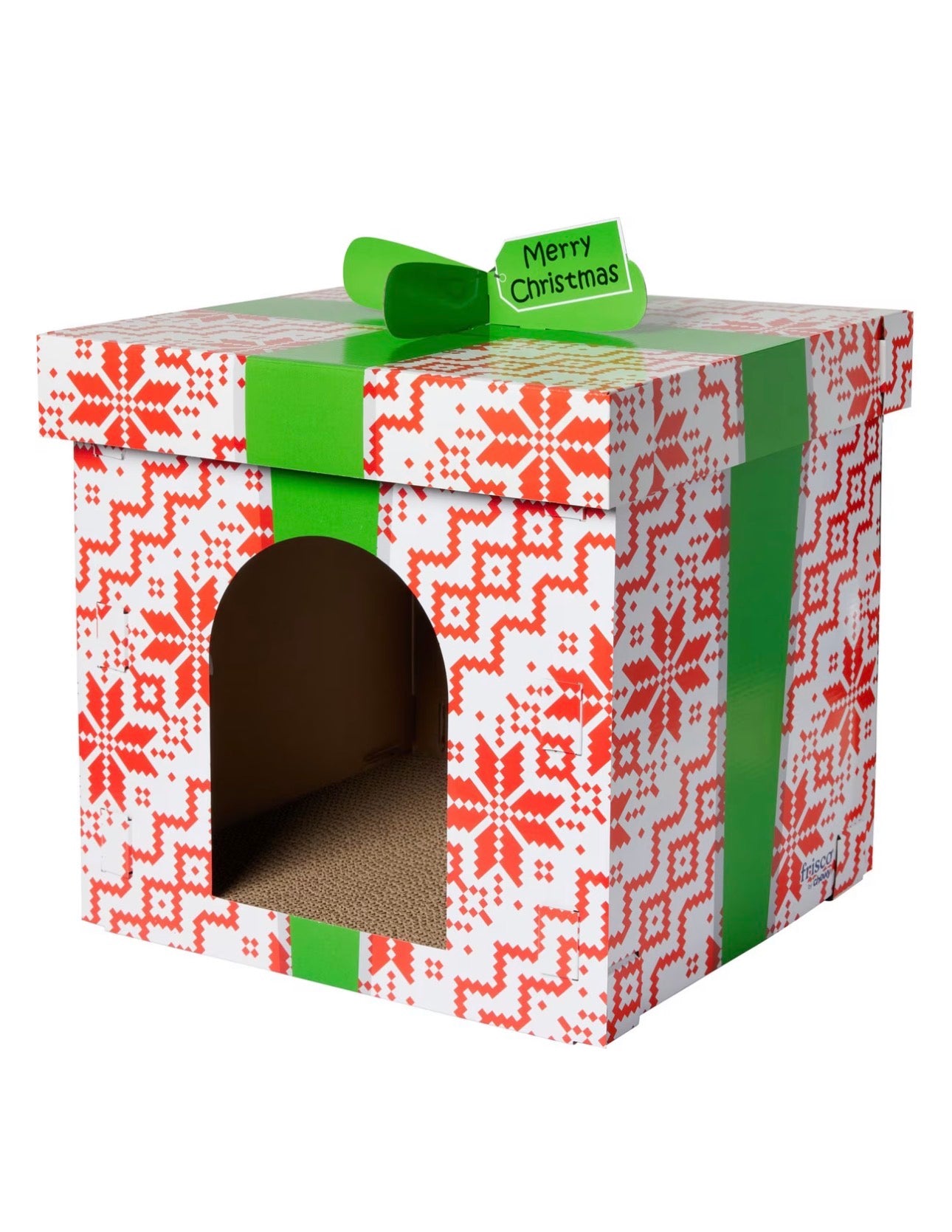 Holiday Gift Box Cardboard Cat House