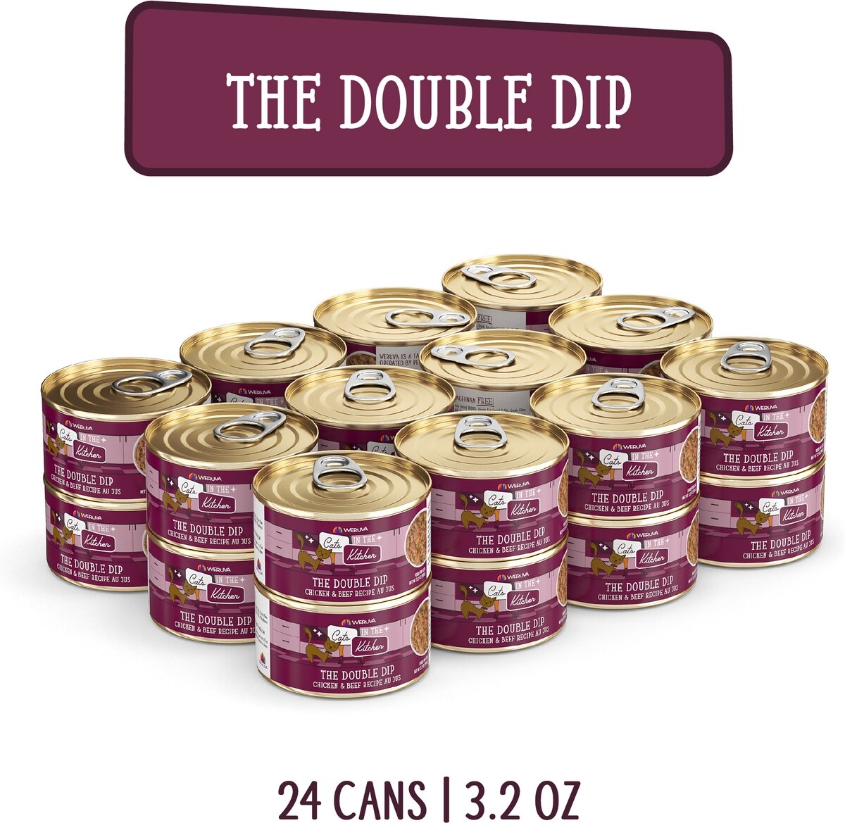 Weruva Cats in the Kitchen The Double Dip Chicken & Beef Au Jus Grain-Free Canned Cat Food, 3.2-oz, case of 24