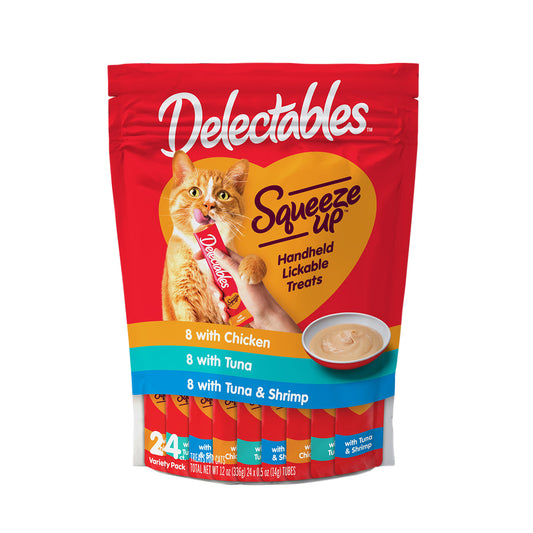 Hartz Delectables Squeeze Up - Golosinas interactivas y húmedas para lamer