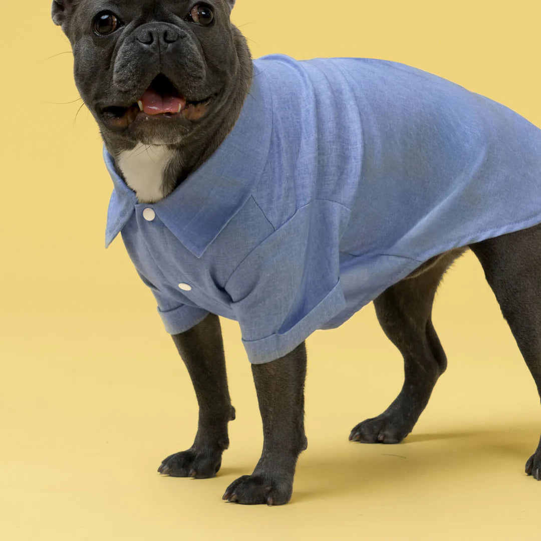 LINEN DOG BUTTON UP SHIRT
