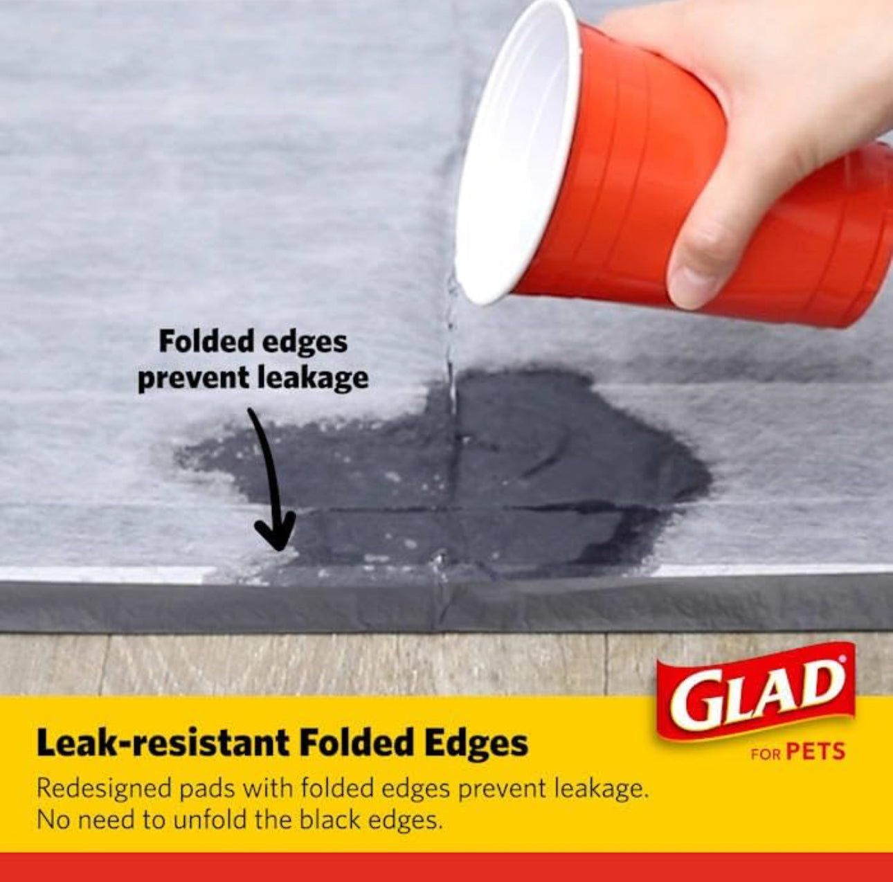 Glad for Pets|Pads de carbón negro para orina de mascotas, desechables, súper absorbentes (23x23 pulgadas, 50 unidades)