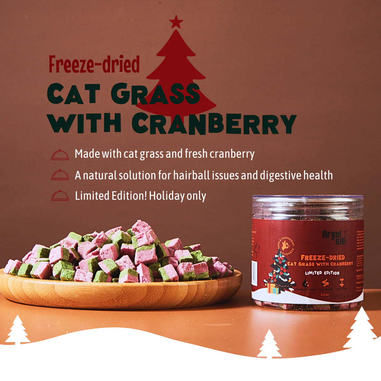Arya sit - Freeze-Dried Cat Grass with Cranberry