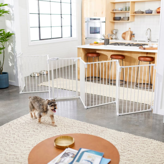 Steel 8-Panel Configurable Dog Gate and Playpen, 30-in, White