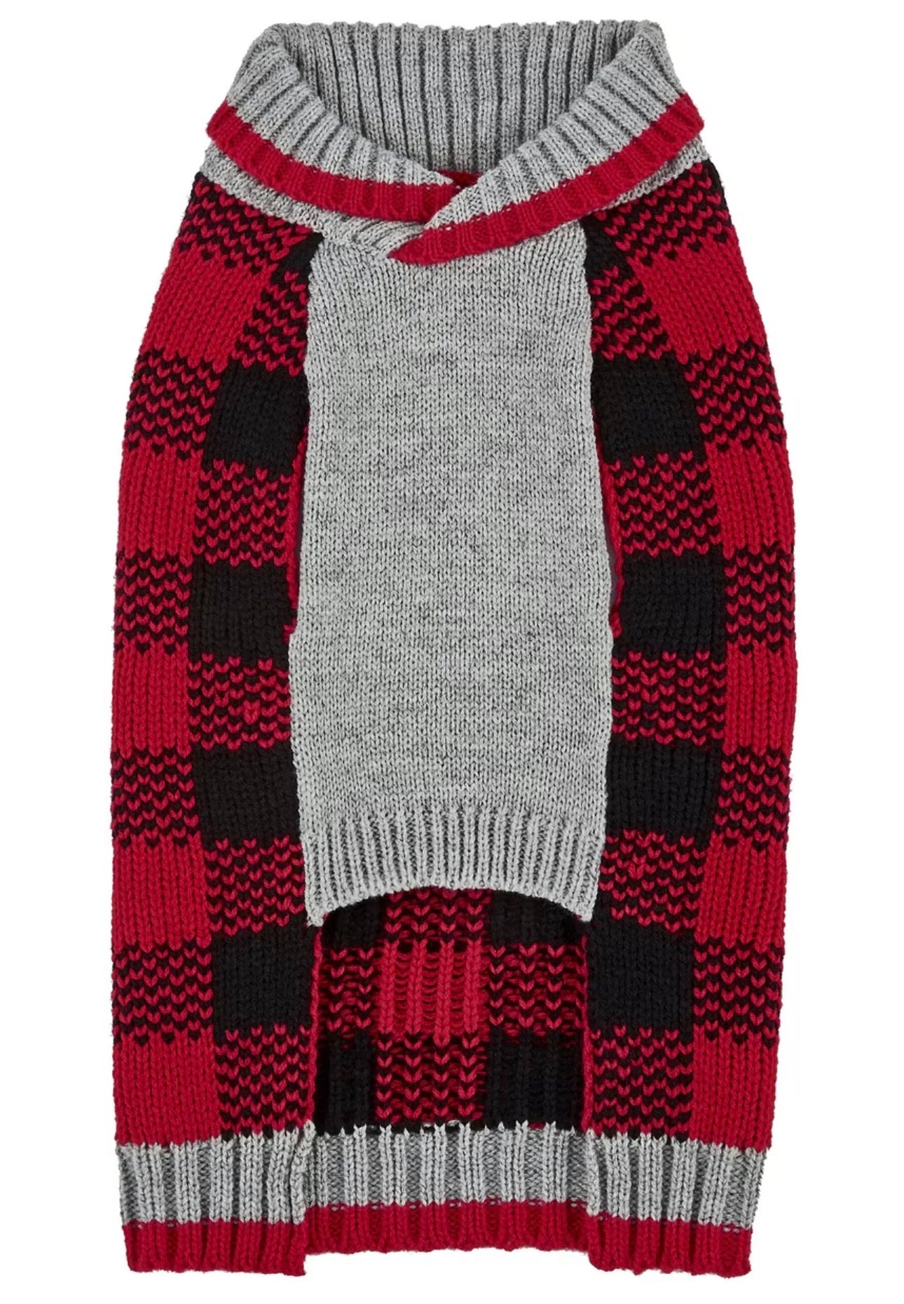 Buffalo Plaid Dog Sweater, Red, XX-Large