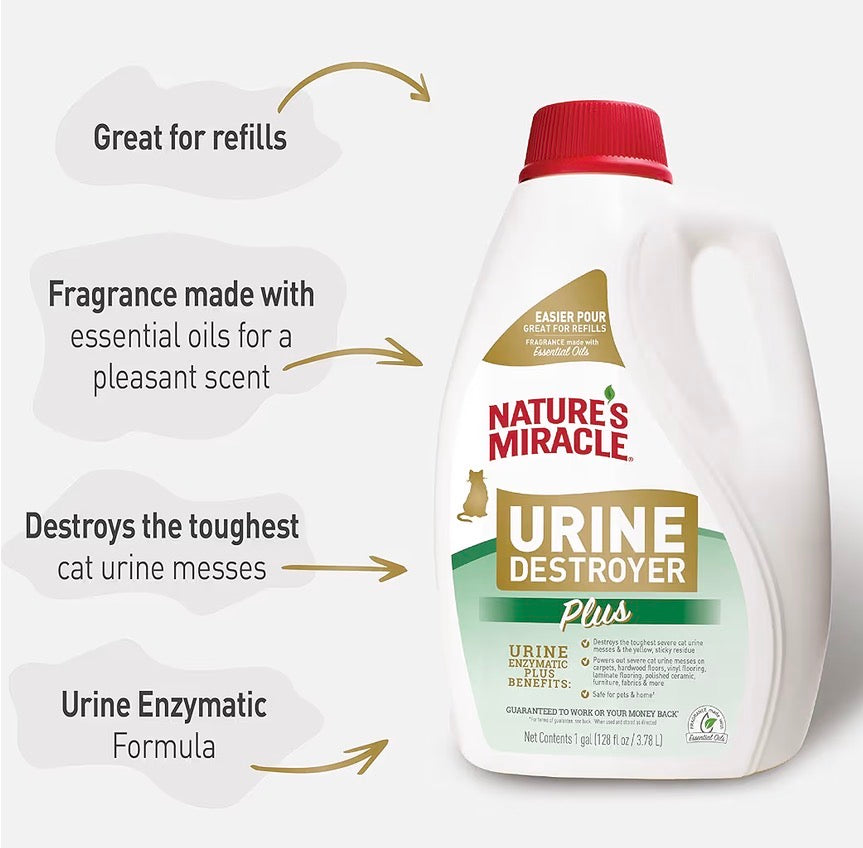 Nature's Miracle Urine destroyer Plus para Gatos, 1 galon