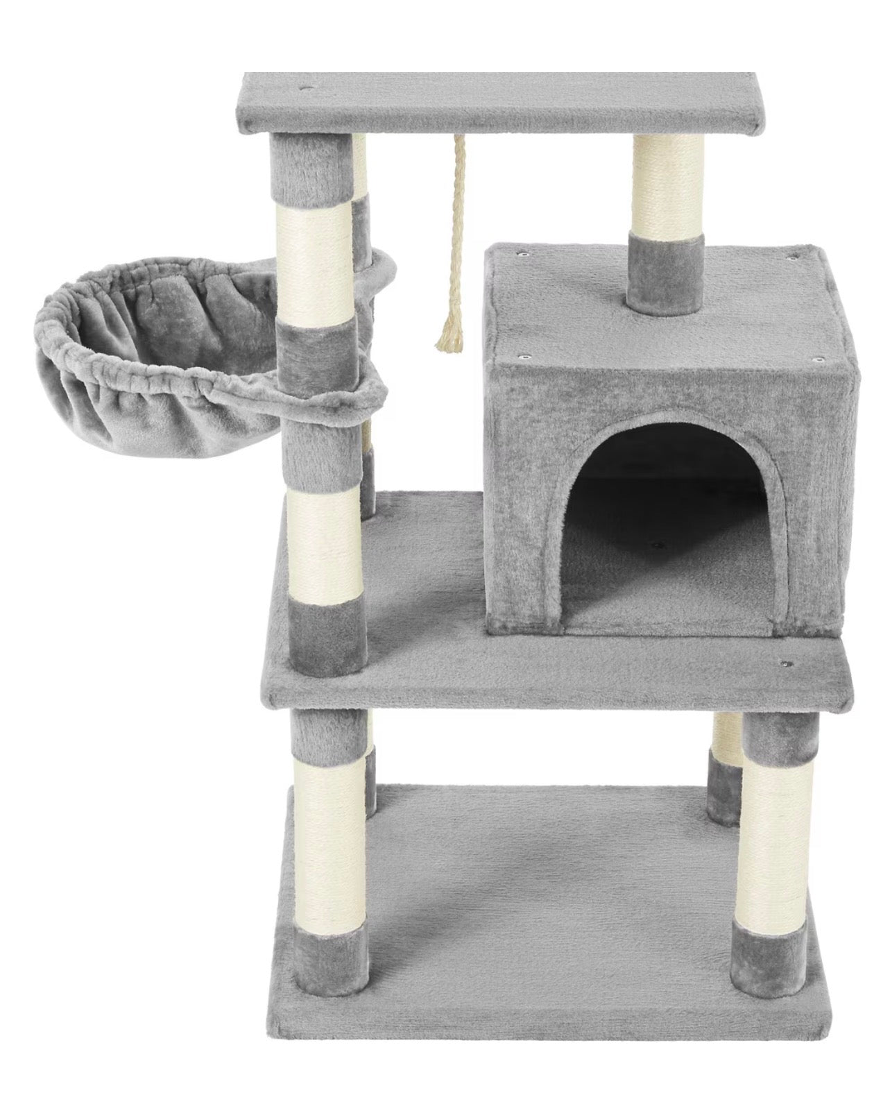 59-in Faux Fur Cat Tree & Condo, Gray