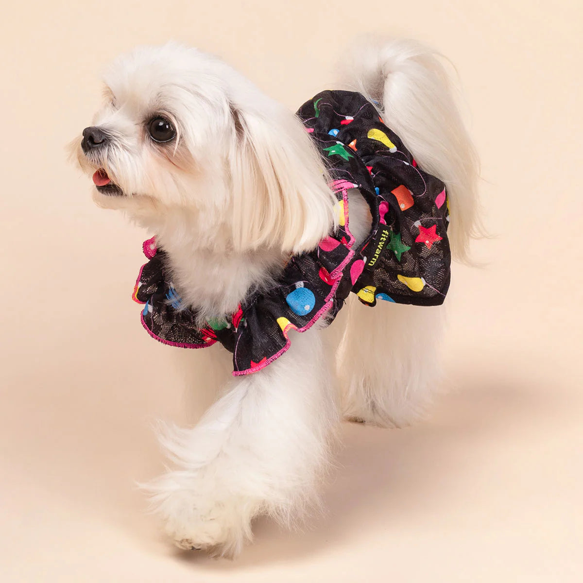 Christmas Light Ruffle Dog Dress