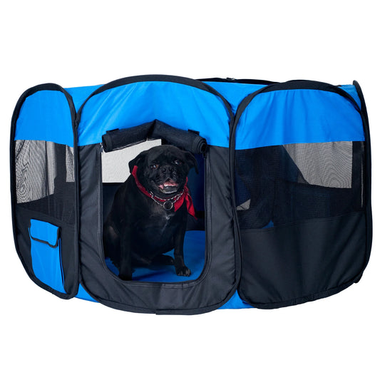 Petmaker Corral Perros Azul/negro, 42"L x 42"W x 25"H