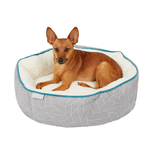 Sherpa Bolster Cat & Dog Bed, Light Gray