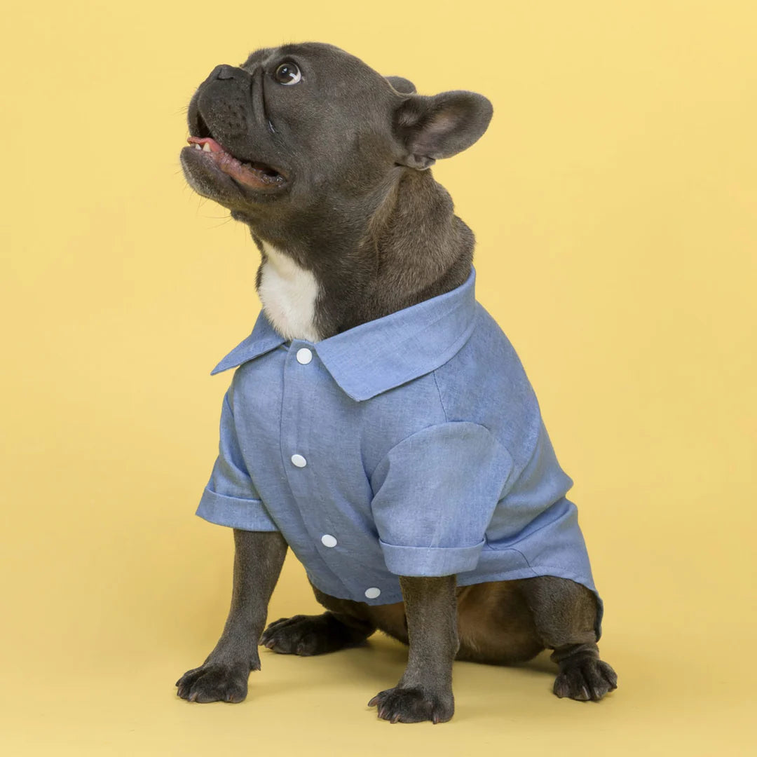 LINEN DOG BUTTON UP SHIRT