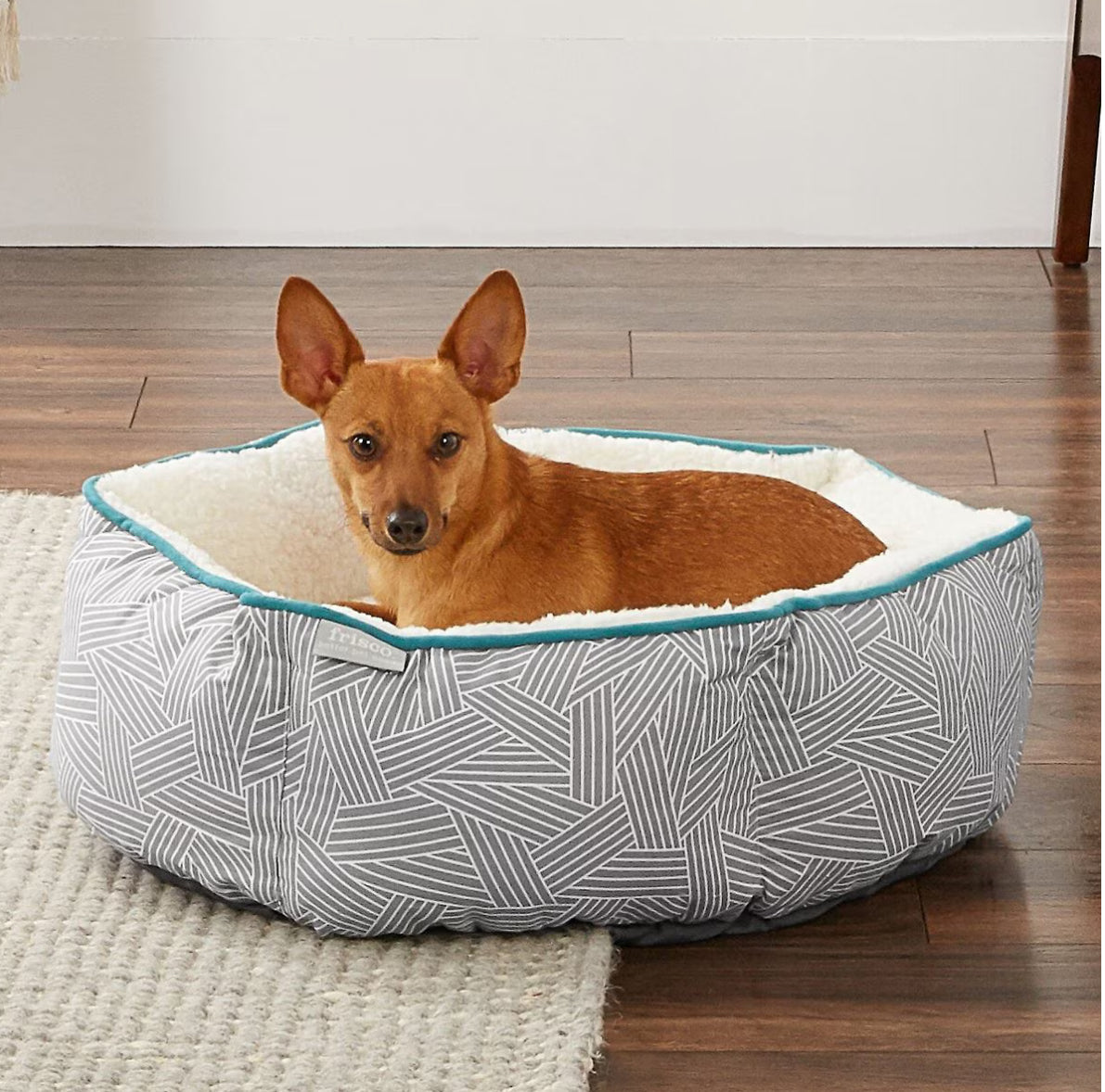 Sherpa Bolster Cat & Dog Bed, Light Gray