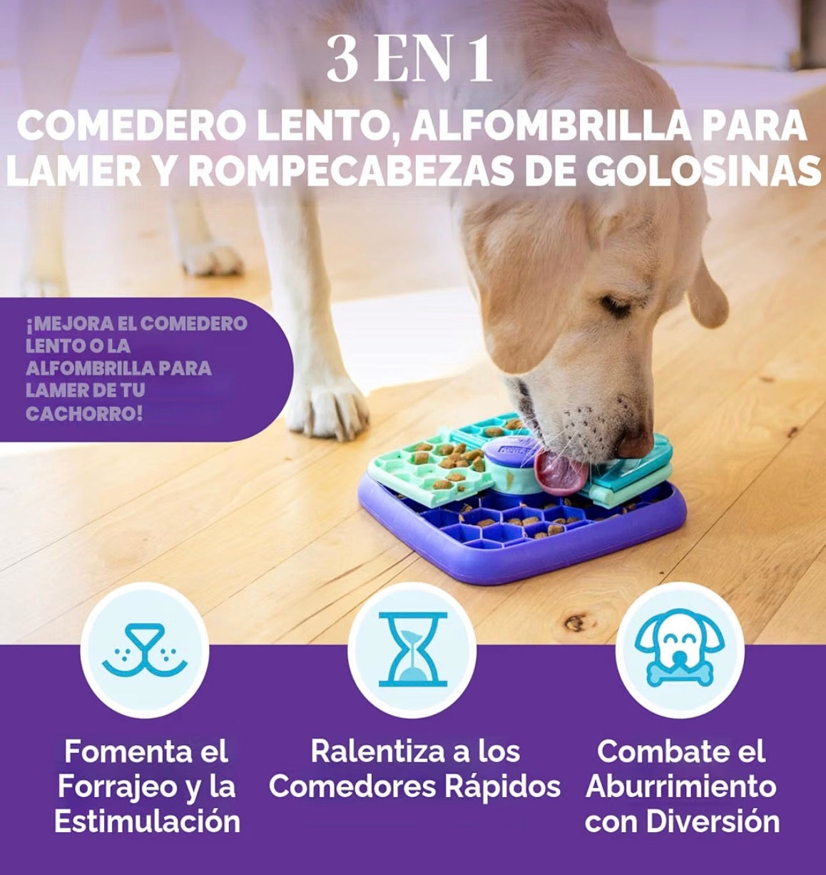 Outward Hound by Nina Ottosson Lick N’ Flip 3-en-1 Juego de rompecabezas interactivo para perros