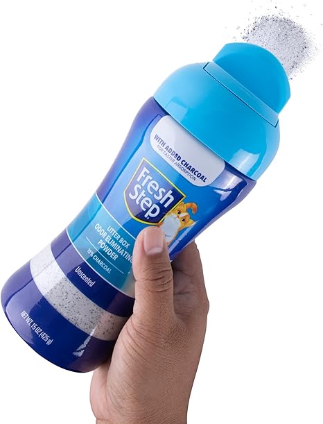 Fresh Step en polvo eliminador de olores de carbón para caja de arena gato 15 onzas sin perfume