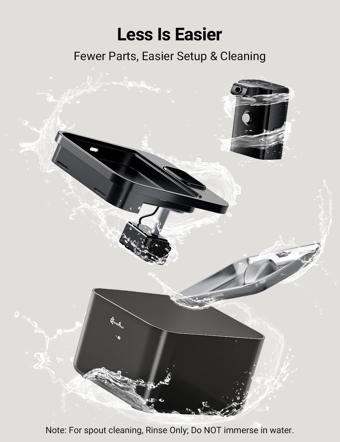 Fuente de agua para gatos de acero inoxidable inalámbrica, 84 oz/2.5 L