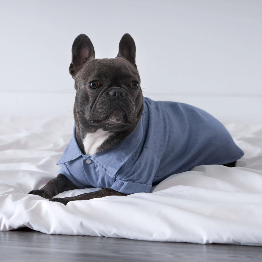 LINEN DOG BUTTON UP SHIRT
