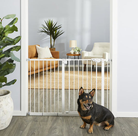 Steel Extra Wide Auto-Close Dog Gate, White, 30-in (puerta metal con ajuste)