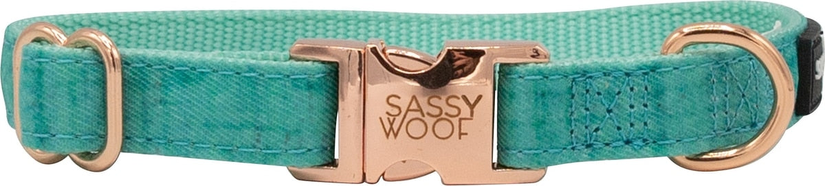 Sassy Woof Dog Collar, Wag Your Teal