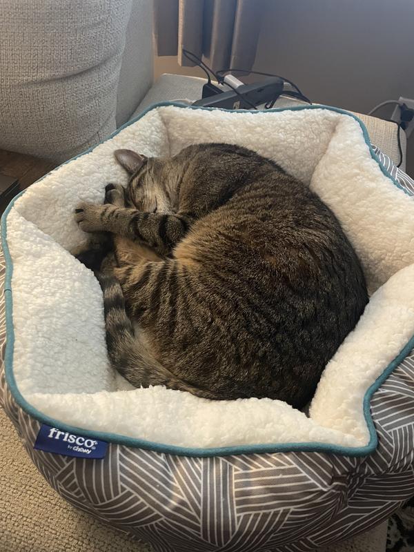 Sherpa Bolster Cat & Dog Bed, Light Gray