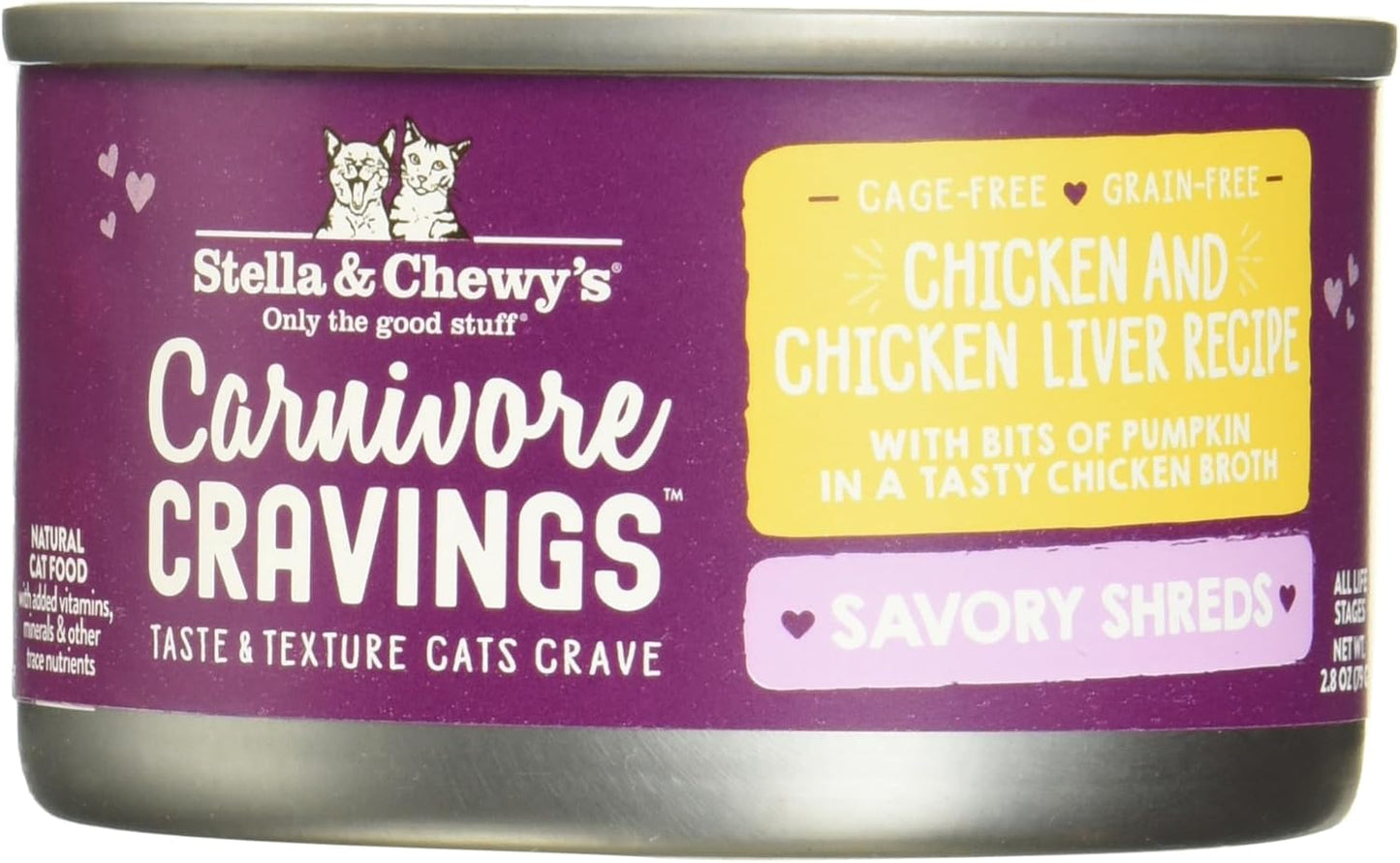 Stella & Chewy's Carnivore Cravings Savory Shreds - Comida húmeda para gatos - 2.8 onzas, (paquete de 12)