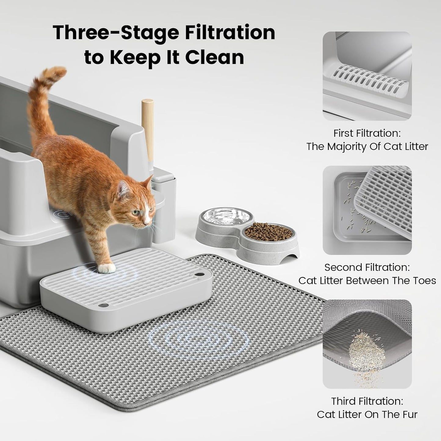 Caja de arena de acero inoxidable para gatos XL